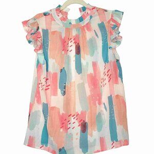 Colorful Lightweight Top - Covers Neck - Button Behind Neck